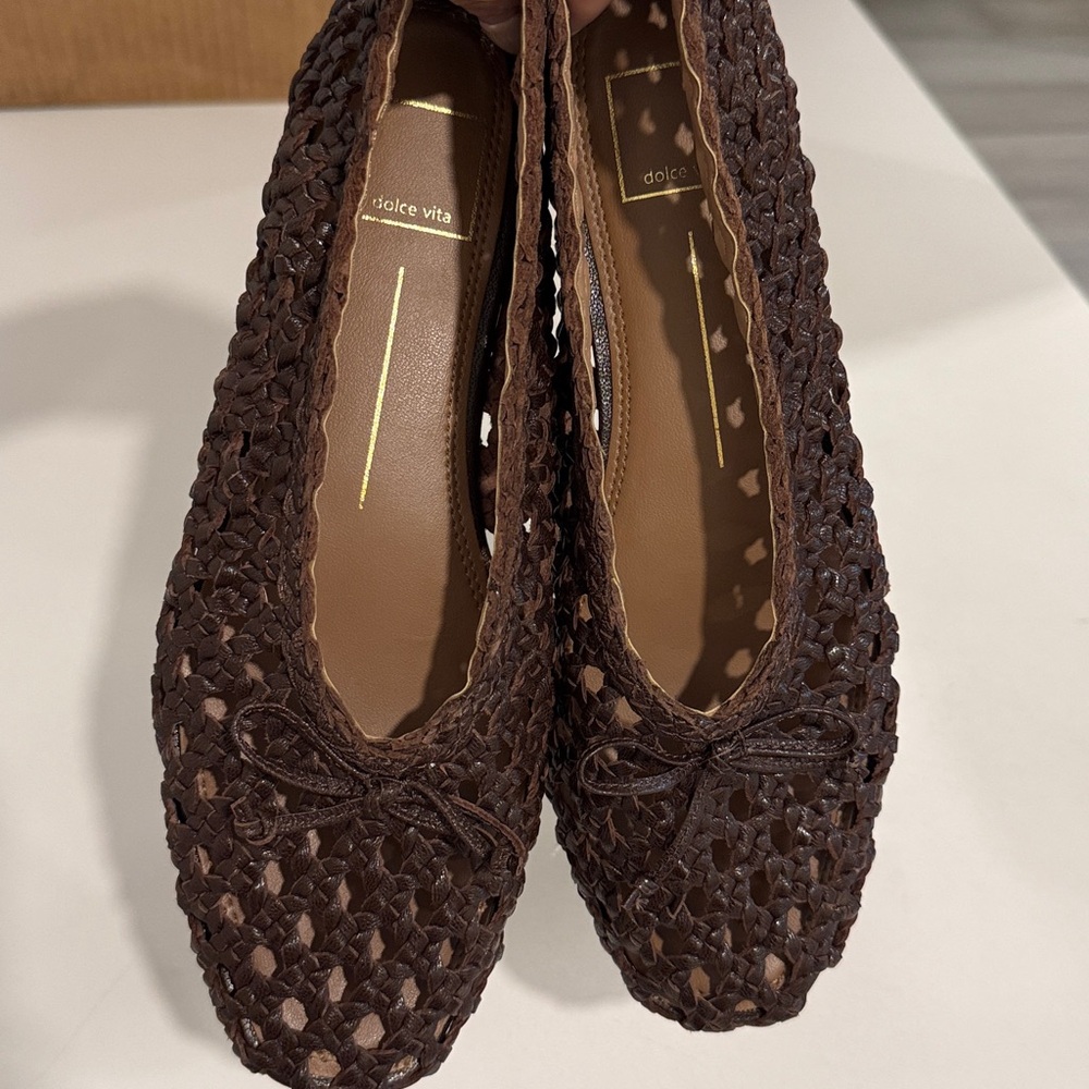 Dolce Vita Brown Woven Leather Ballet Flats - Picture 11 of 13